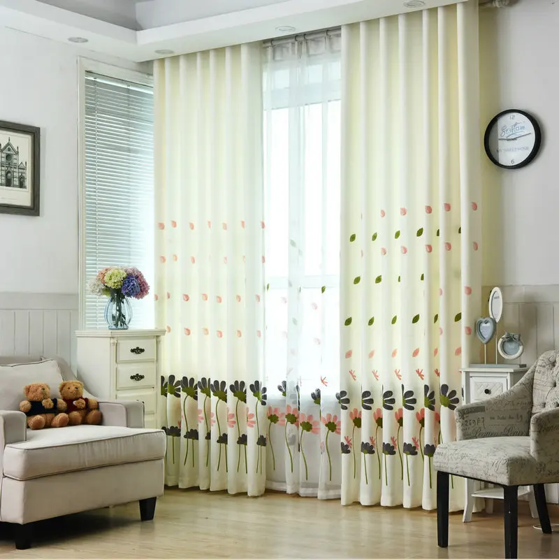 

BIGMUM Modern Style Embroidered Flower Curtains Blackout Curtains For Living Room Window Curtains for Bedroom