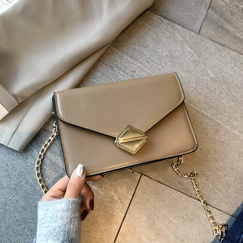 

England Retro Lock Square Sling Bag 2019 New Style Korean-style Simple Solid Color Shoulder Bag Oblique Bag WOMEN'S Bag