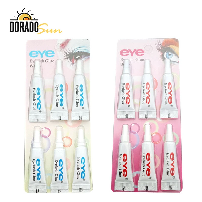 

Doradosun 6 Pcs Fack Eyelsh Glue Makeup Adhesive False Eyelash Glue Clear-white Dark-black Waterproof Eye Lash Cosmetic Tools