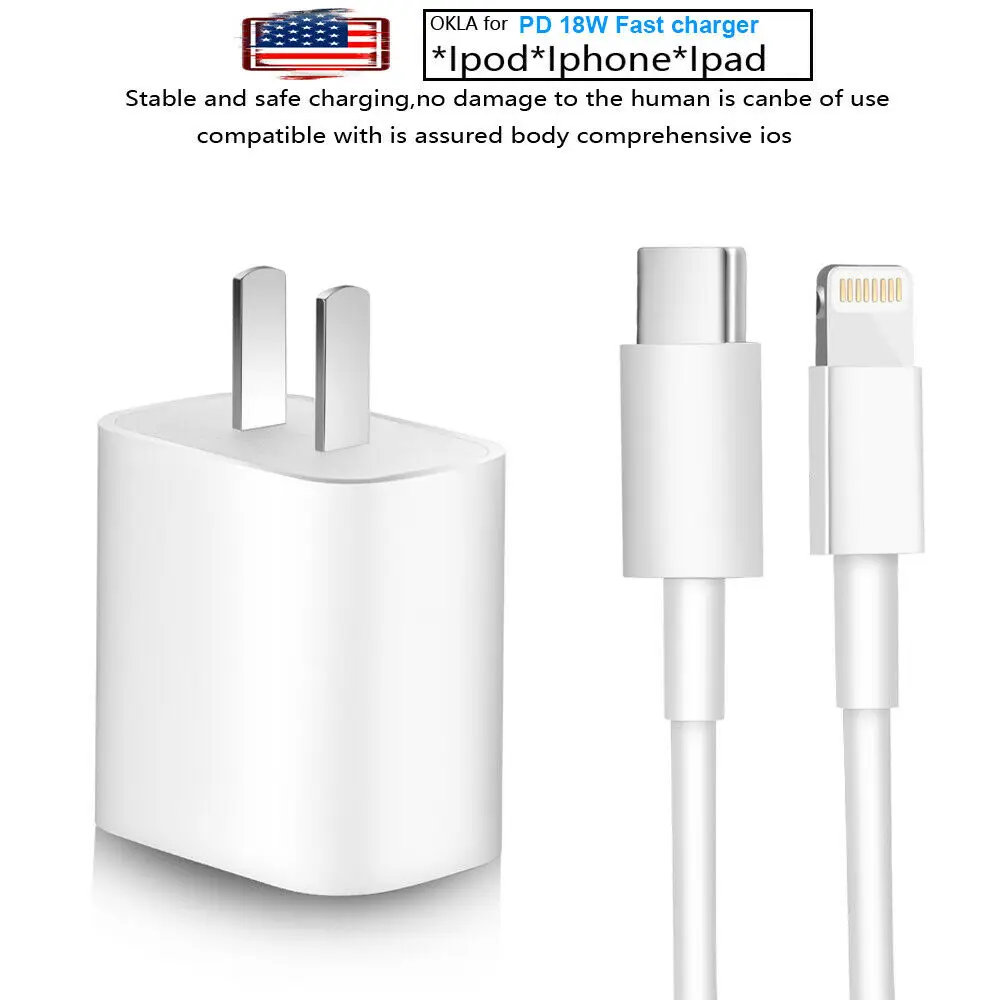 

PD 18W/3A USB-C to Lightning 1M Fast Charging Cable Adapter For iPhone 11 11Pro Max XS XR For iPad Mini Pro Air