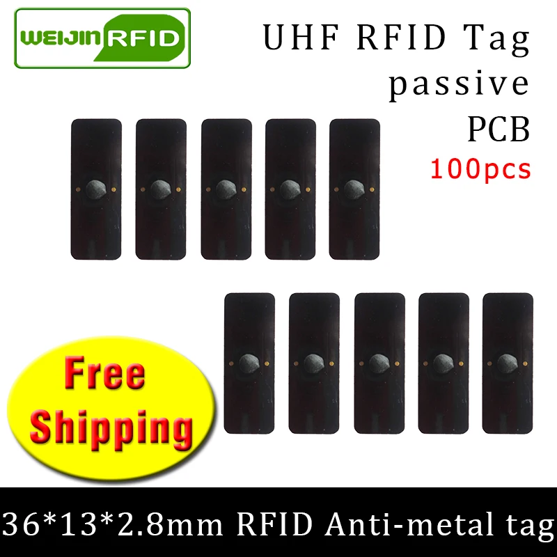 UHF RFID металлическая бирка 915 м 868 м Alien H3 EPC ISO18000 6c 100 шт. 36*13*2,8 мм небольшой прямоугольник PCB пассивные RFID метки