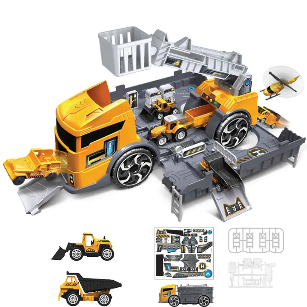 Goedkoop Pokich Kinderen Simulatie Fire Techniek Voertuig Parkeerplaats Educatief Pull back Auto Set voor Kinderen Auto Model Speelgoed