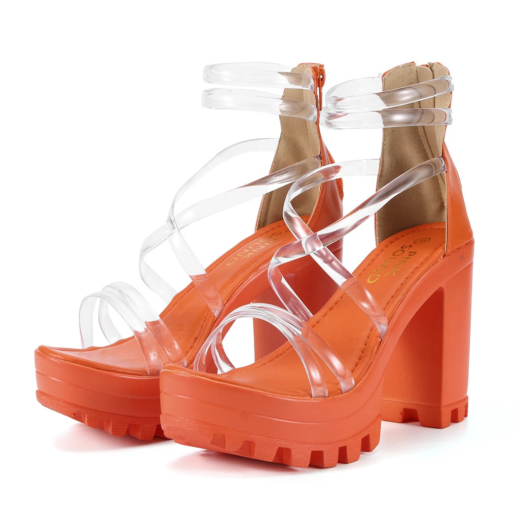 orange chunky sandals