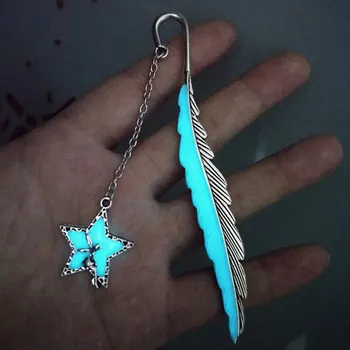 

Luminous Flying Man Feather Bookmark Glow In The Dark Star Shape Bookmark Diy Metal Bookmark