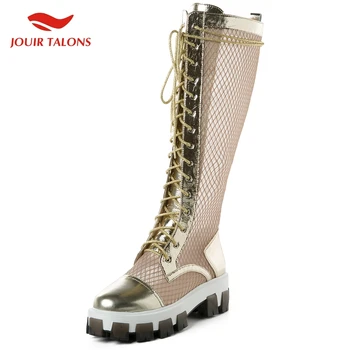 

Brand New Fashion Best Quality Leisure Platform Shoelaces Chunky Heels Luxury Design Summer Boots Women Shoes Woman