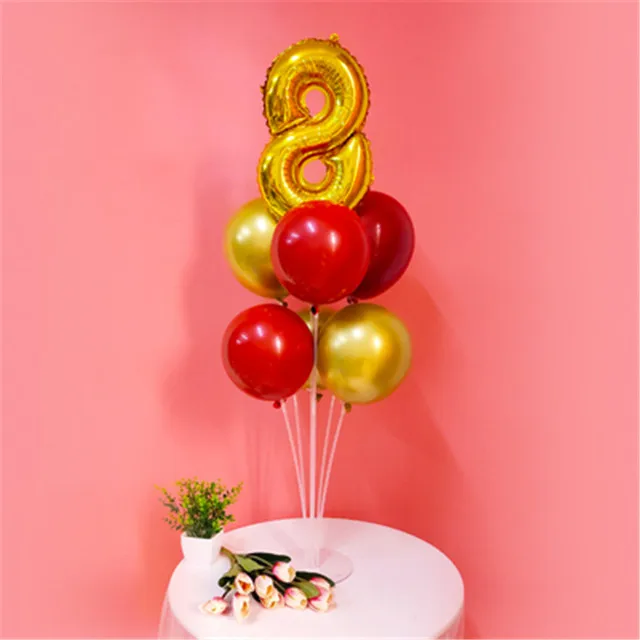 20 С Днем Рождения украшения дети взрослые подставка для воздушных шаров Свадебный держатель для шарика колонна 0-9 номер Baby Shower Globos поставка - Цвет: Gold  8
