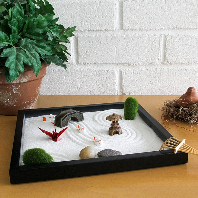 Zen Garden da tavolo Rock Garden kit di strumenti per sandalo Desktop  giapponese meditazione scatola di sabbia decorazione per la casa  Decompressio Accessorie - AliExpress