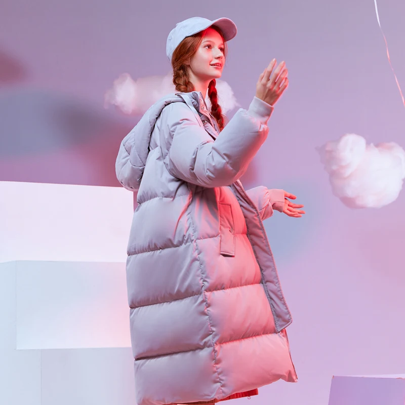 Koop Metersbonwe Nieuwe Lange Warm Donsjack Vrouwen Winter Warm 80% Witte Eendendons Hooded Vrouwelijke Outdoor Jas Winter Uitloper