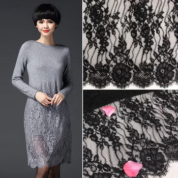 

150cm*300cm Black White Eyelash Lace DIY Wedding Accessories Laces for Women Formal Wedding Party Dress Needlework Accessories