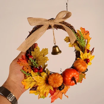 

Autumn Maple Leaf Artificial Christmas Halloween Home Door Decor Garland Wreath Halloween Autumn Colors