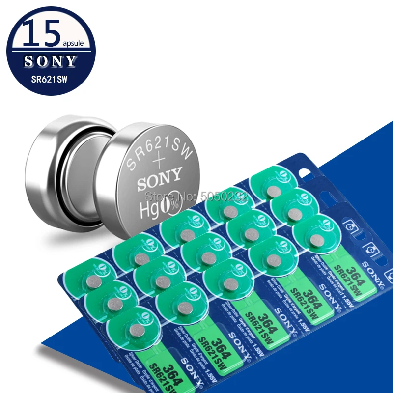 15 шт. для sony 1,55 В 364 SR621SW V364 SR60 SR621 AG1 часы батарейка Кнопка монета ячейка для часов игрушки Сделано в Японии