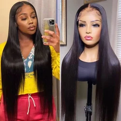 Straight Lace Front Wig 250 Density Lace Wig 13X4 Transparent Lace Frontal Wigs 4X4 Closure Wig Lace Front Human Hair Wigs
