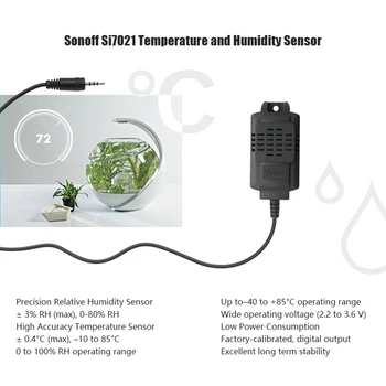 

SI7021 Waterproof Sensor Support Wifi Smart Switch Smart Home Temperature Humidity Monitoring APP High Accuracy Remote Control