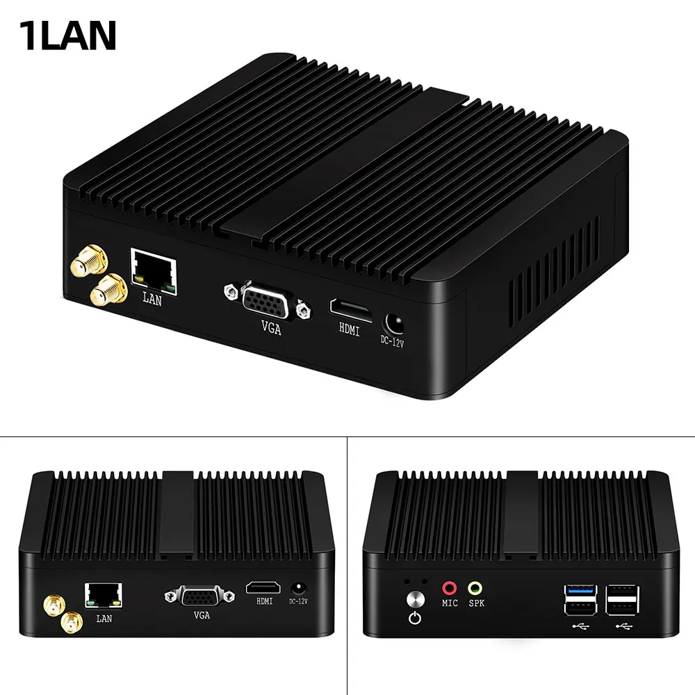 Мини ПК XCY без вентилятора Intel Celeron j1900 Win Windows 10 7 Linux Тонкий клиент Minipc Pfsense Micro 2 Lan Port