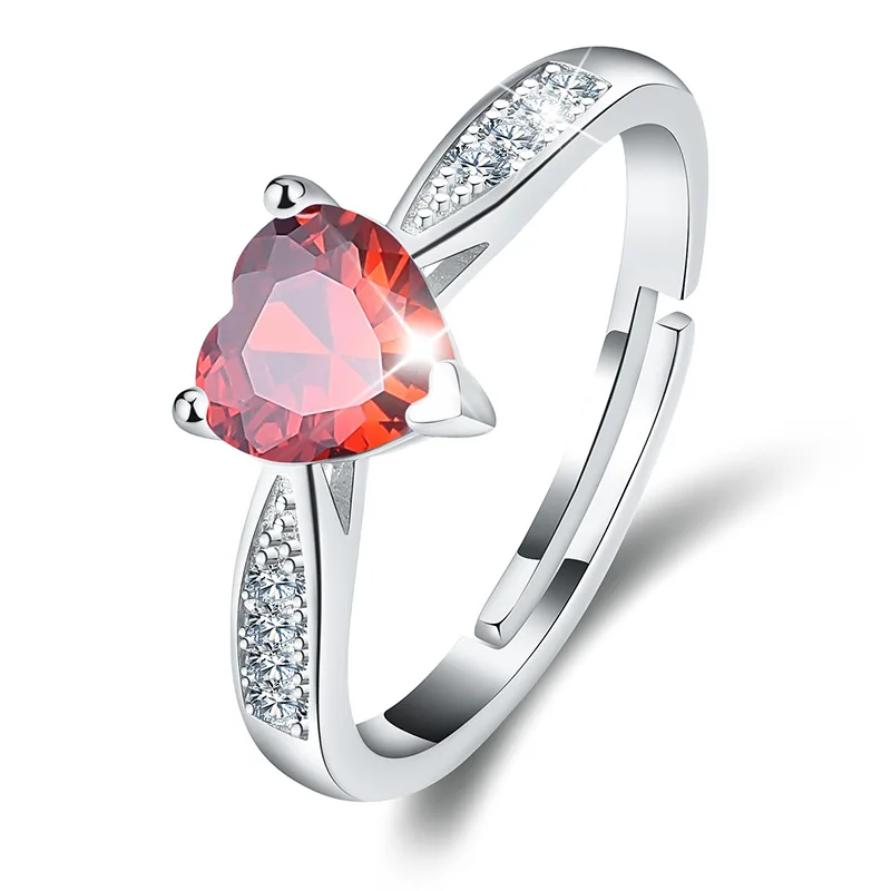 Eudora Real 100% 925 Sterling Silver Birthstone January to December Ring Girl Boy Couples Opened Ring for Friend Birthday Gift 4