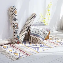 Хлопковый льняной тканый ковер с кисточками, напольный коврик, дверной гобелен для спальни, декоративное одеяло, чайный ковер для гостиной