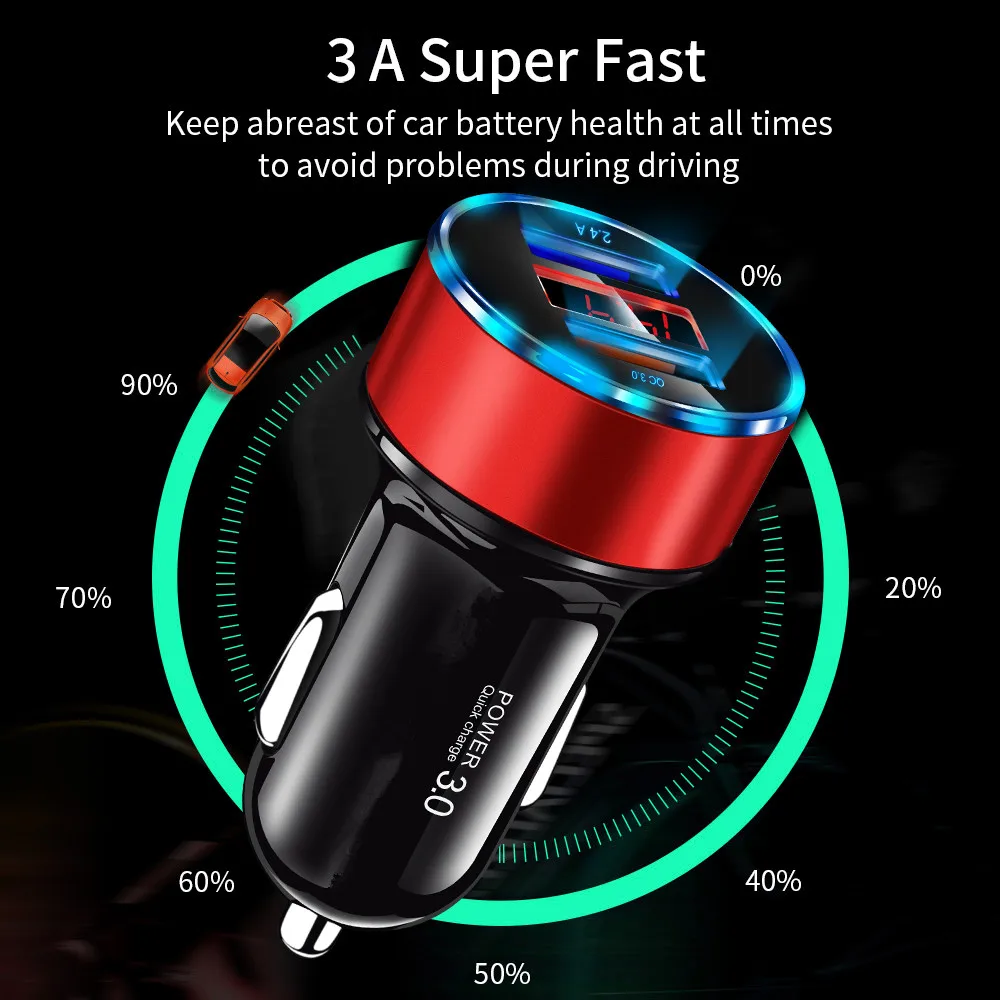 Светодиодный QC 3,0 Быстрая зарядка 4,0 3,0 быстрая зарядка автомобильное зарядное устройство для телефона Xiaomi mi9 huawei P30 P20 USB зарядное устройство для Iphone 11X7 8 P