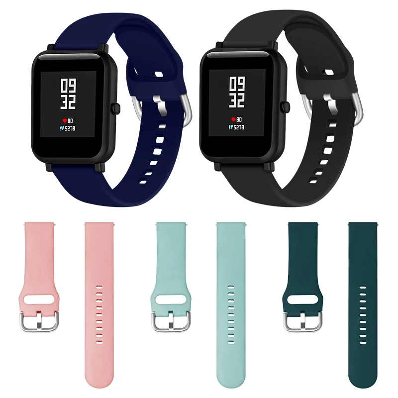 Силиконовый ремешок BOORUI для браслета Huami Amazfit Bip 20/22 мм для samsung Galaxy watch Active Band с модными цветами