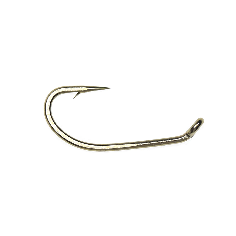 Mustad 100pcs Bronze Finish Caddis/Eggs/Nymph/Streamer/Dry/Wet Signature  Fly Tying Fishing Hook Micro Barb Ringed Eye Forged