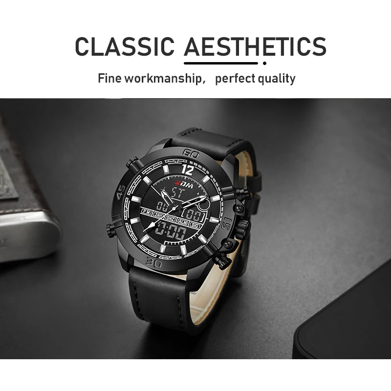 KDM Men Watch Dual Digital Quartz LCD Display Waistwatch Sports Fashion Casual Waterproof Watch 201
