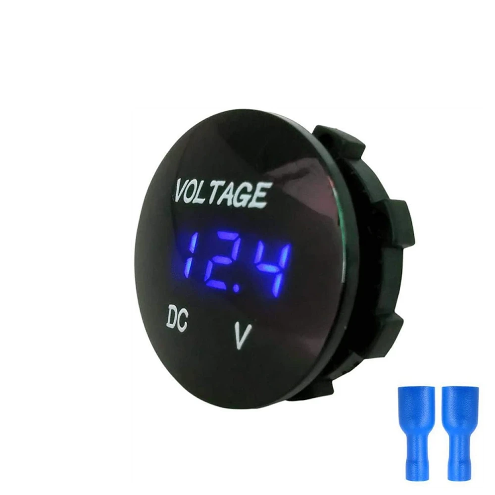 Mini Round Waterproof Motorboat Motorcycle DC5V-48V LED Panel Digital Voltmeter Tester Monitor Display Voltmeter best digital tape measure Measurement & Analysis Tools