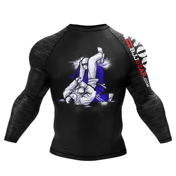 

Men Digital Printing Tshirt MMA BJJ Jiu Jitsu Dry Fit Rash Guards Fitness Sports Tops Tees Custom Design Casual Full
