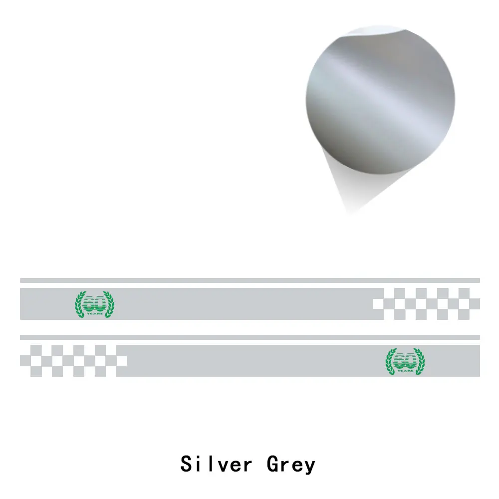 silver gray 2 шт. 60-я Юбилейная наклейка на дверь автомобиля боковые полосы наклейка для MINI Cooper S F56-On One JCW аксессуары для стайлинга автомобилей - Название цвета: silver gray
