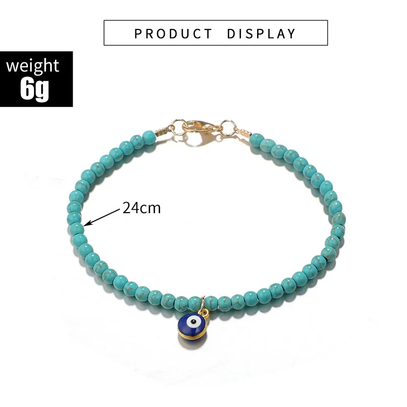 AliExpress, стиль, модный синий Бирюзовый демон глаз из бисера, браслет, круглый шар, подвеска, ножной браслет, украшения для ног
