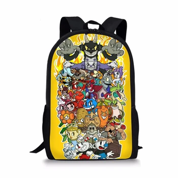 

Fashion Children's School Backpack Cuphead Mugman 3D Prints Kids School Book-Bags Cartoon Anime Design Travel Backpack