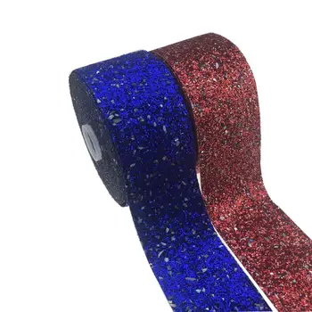 

BOCA 50 yards 3 inch 75mm blue red color chunky glitter ribbon for Bows Decoration many color to choose ship by DHL