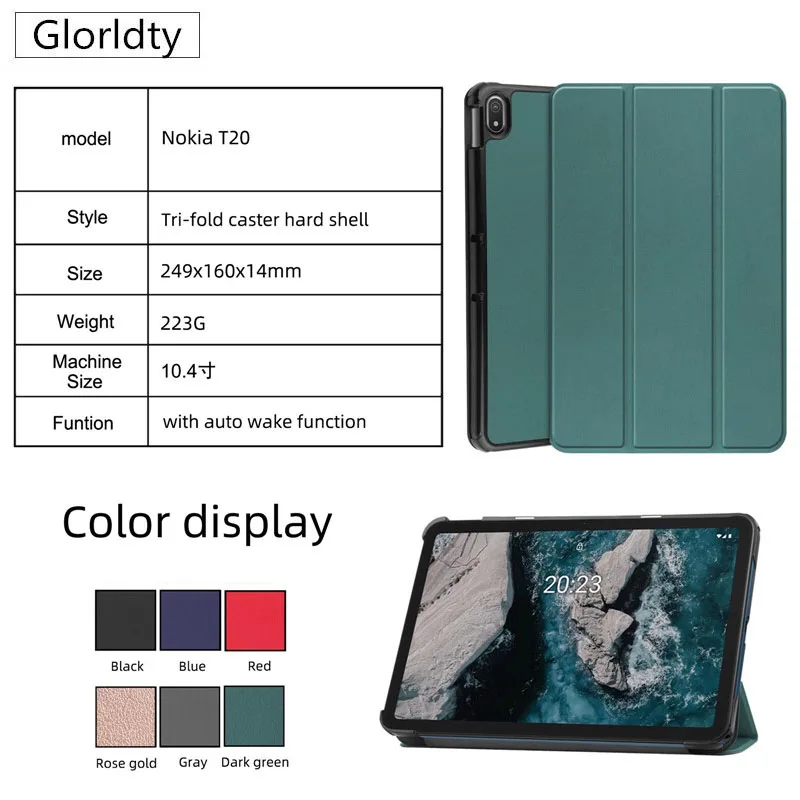 

For Tablet Nokia T20 T 20 Case 2021 PU Leather Tri-Folding Stand Magnetic Protective Cover for Funda Nokia T20 Tablet Kids