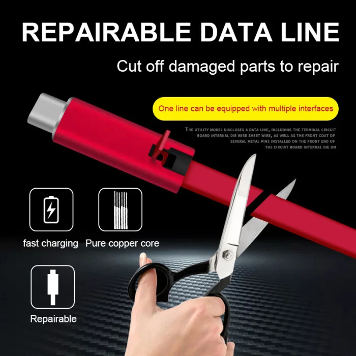 Repairable USB кабель для синхронизации данных и быстрой зарядки прокол шнур AS99