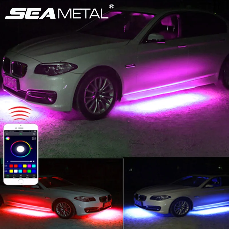 12 В под автомобиль светодиодный светильник s Underglow Гибкая полоса светильник s RGB атмосферная лампа авто шасси днище система светильник автомобильные аксессуары