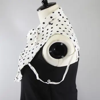 

Women Classic Bowtie Fake Collar Necklace Polka Dot Detachable Half-Shirt Blouse