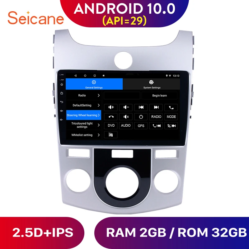 Автомагнитола Seicane 9 дюймов Android 10 0 GPS навигация мультимедийный плеер для KIA Forte(MT)