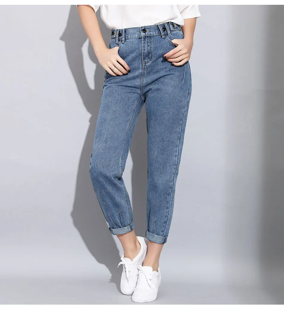 JRNNORV винтажные свободные джинсы-шаровары женские с высокой талией Светло-Голубые Джинсы бойфренда для женщин тонкие узкие женские джинсы