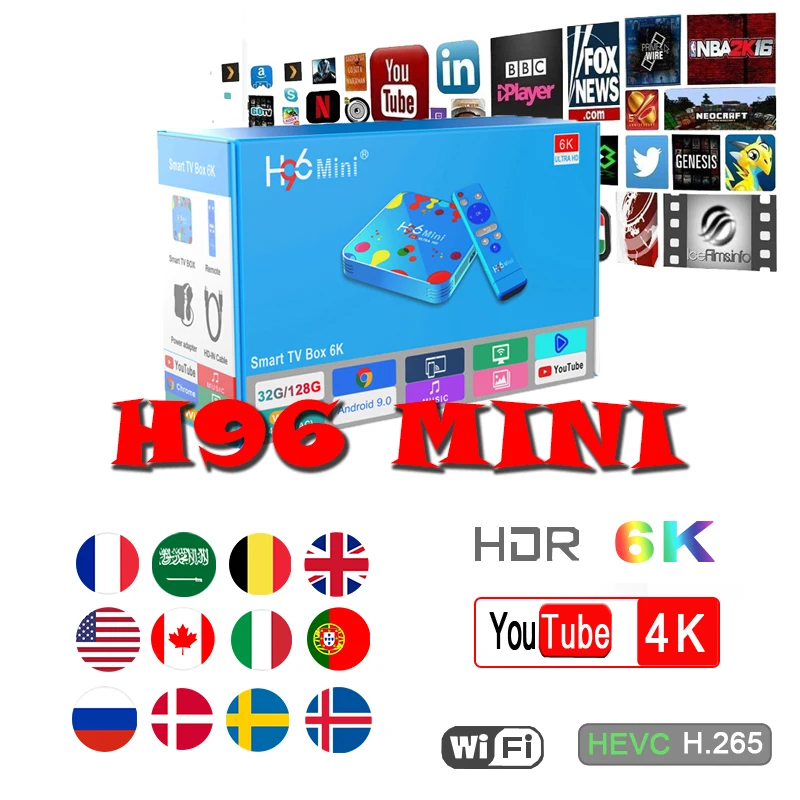 

Netherlands smart console H96 MINI H6 android 9.0 tv box 6K H.265 Wifi Bluetooth 4GB 128GB Set top box Smart 4GB 32GB TV Boxing