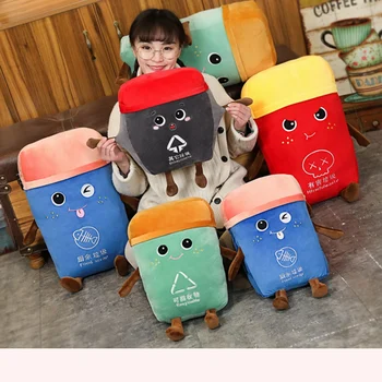 

Winter creative trash can hand in hand cover pillow garbage classification cushion plush toy teaching game prop bed sleeping han