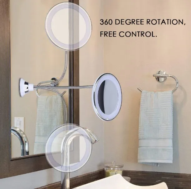 Зеркало с подсветкой 10X увеличительный, светодиодный косметический зеркало с сенсорным экраном, регулируемый светодиодный USB для ванной комнаты, складное косметическое зеркало, Прямая поставка