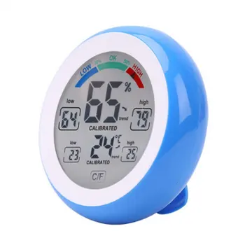 

TS-S93 LCD Touch Screen Household Thermometers Round Shape Temperature Humidity Monitor Hygrometer Home Use Accurate Record