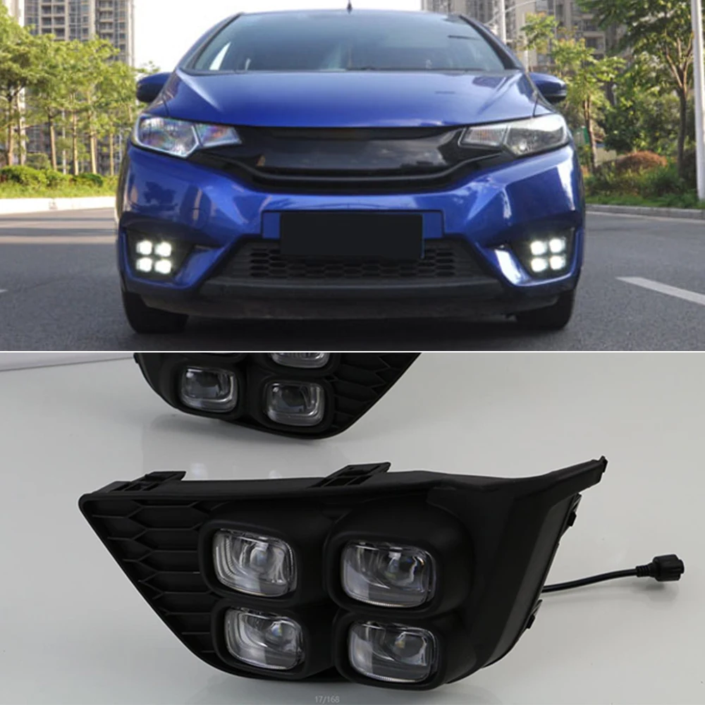 Автомобильные мигающие дневные ходовые огни для Honda jazz fit 2014 2015 2016 светодиодные