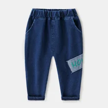 Осень, новые товары, штаны для малышей, мягкие повседневные штаны для мальчиков с аппликацией и надписью, модные детские ковбойские брюки