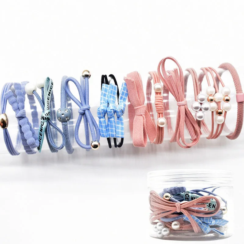 YVLAH 12Ps/Set New Hair Ring Colorful   Rubber Band Sweet Head Rope For Women Girl bride hair clip