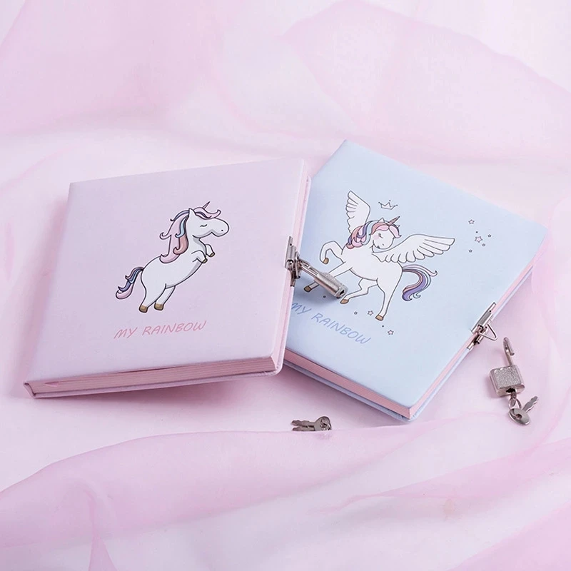 Cute Notebook with Lock A5 Diary Journal Kawaii Unicorn Cat Notepad Wonderful Note Book Agenda Planner Organizer School Handbook