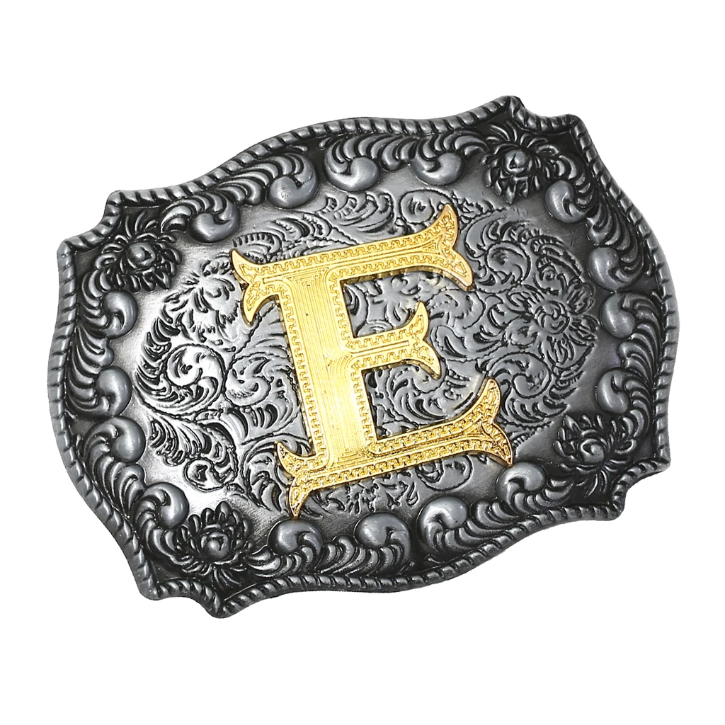 Luxurious Man Belt Buckle Novelty Women Cool Golden Initial Letters ABCDWXY-Z Mens Cowboy Waist Belt Buckle Indian Metal Buckle