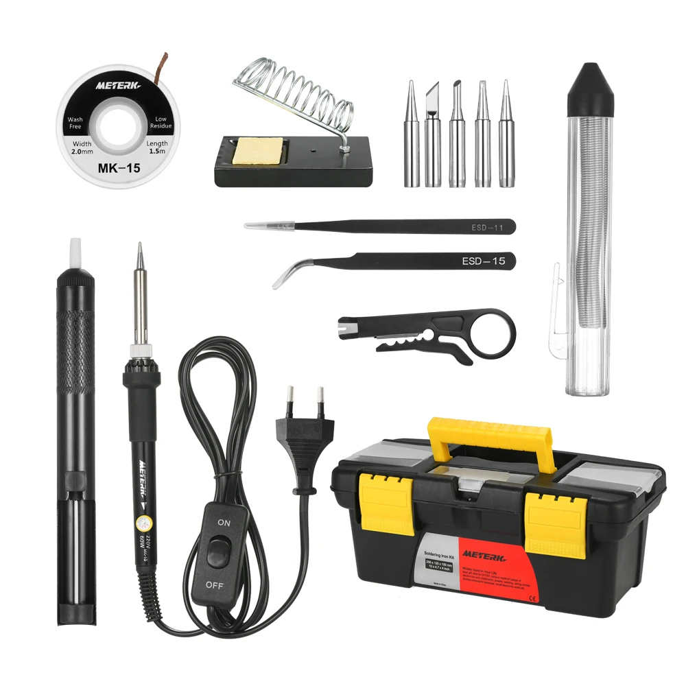 

Meterk 14 in 1 Soldering Iron Kit 60W Adjustable Temperature Welding Soldering Iron +soldering iron tip and other Accessories