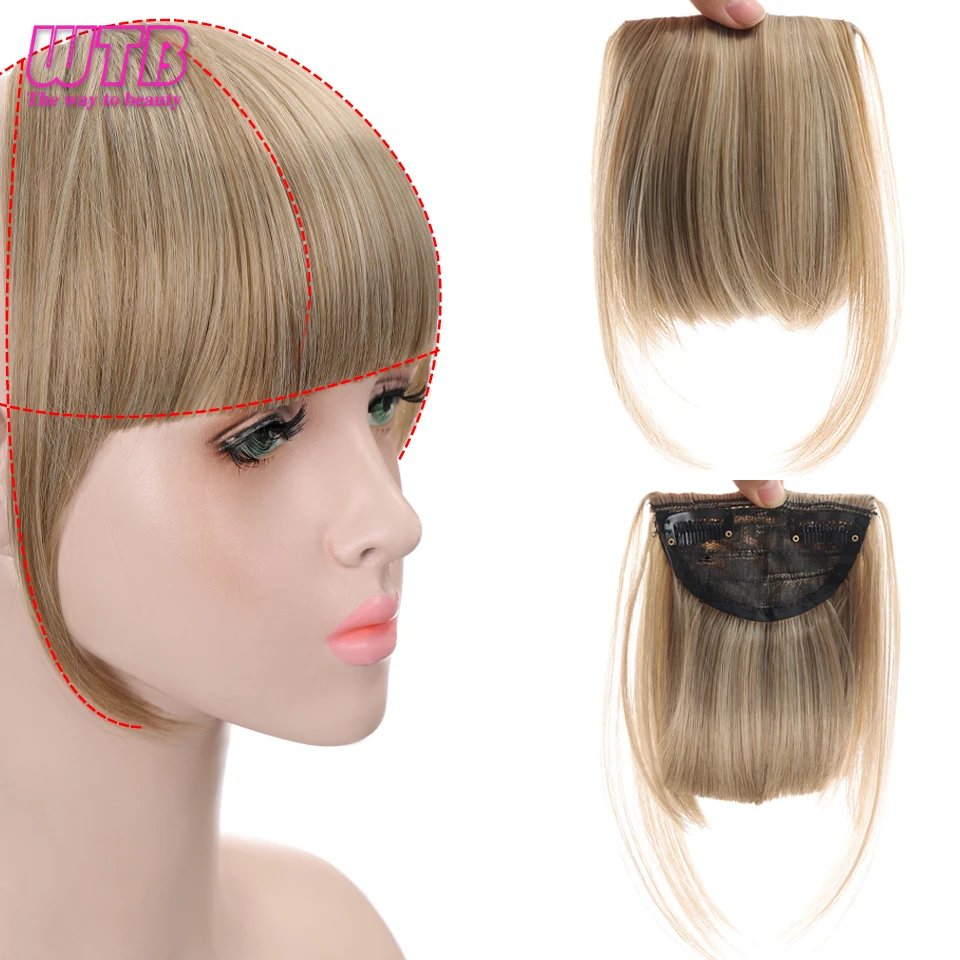 WTB Synthetic Fake Blunt Air Bangs Front Hair Extension Fringe Natural False Hairpieces Women Clip In Bangs Heat Resistant
