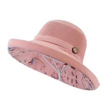 Европейский и американский стиль Рыбацкая шляпа Повседневная дикая шляпа от солнца двойной цветочный принт Половина сетки шляпа