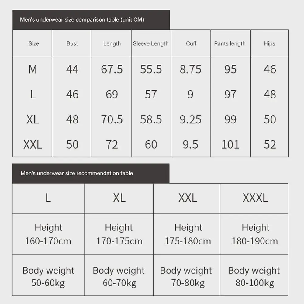 Men's Thermal Underwear Sets Autumn Winter Shirt+Pants Long Johns Thermo Shirt Man Thermal Underwear Shirt Men Tops Size L-3XL