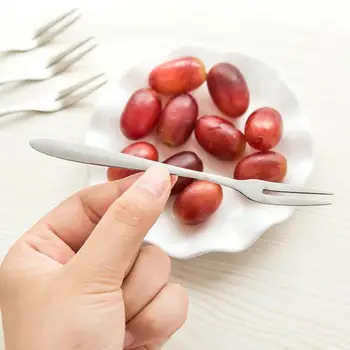 

5/10Pcs Stainless Steel Two-tine Fork set Fruit Fork Tableware Multiple Use Snack Cake Dessert Forks Cafeteria Home Flatware